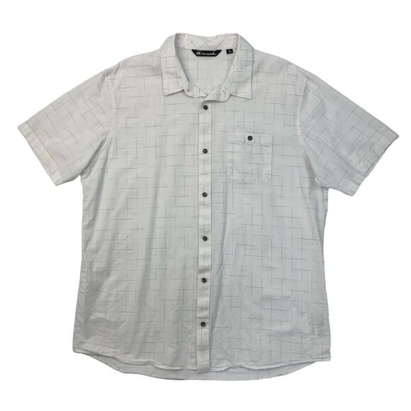 Travis Mathew Shirt Mens XXL White Windowpane Square Lightweight Cotton Button - Picture 1 of 10